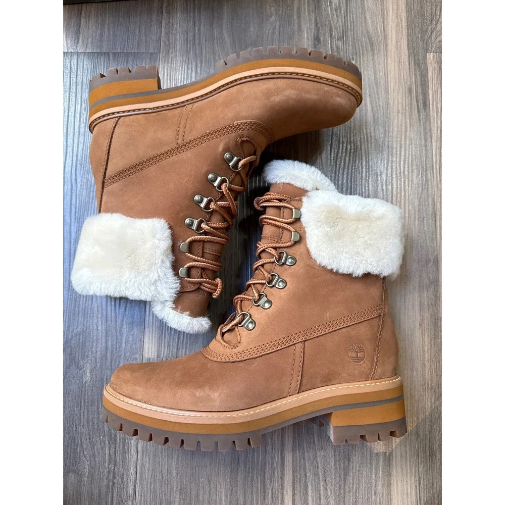 Timberland Courmayeur Valley Boot Women 7 Brown Shearling Waterproof 0A299J